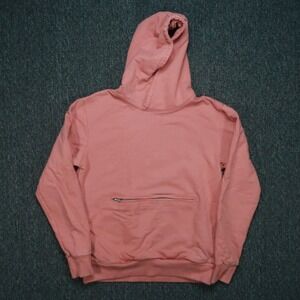 Richie Le Hoodie Mens Small Red Coral Pullover Hooded Sweater Zip Pocket